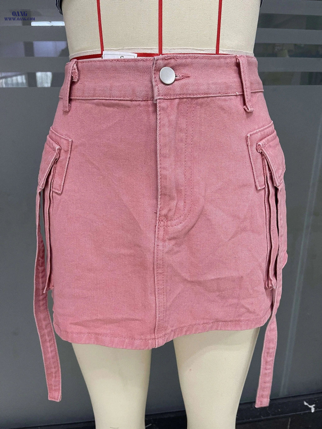 Utility Denim Mini Skirt - Stylish Non-Stretch Straight Cut   OAXG Royal Blue / XXS