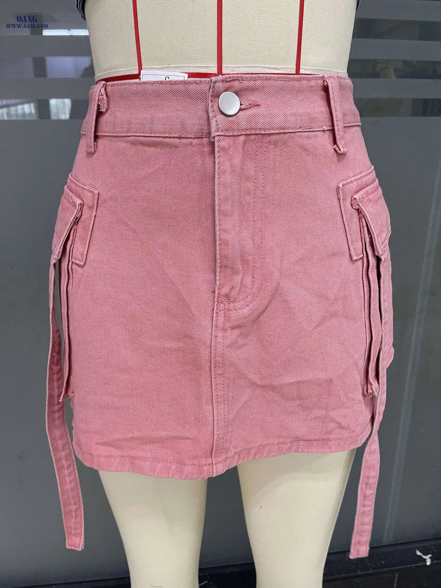 Utility Denim Mini Skirt - Stylish Non-Stretch Straight Cut   OAXG Royal Blue / XXS