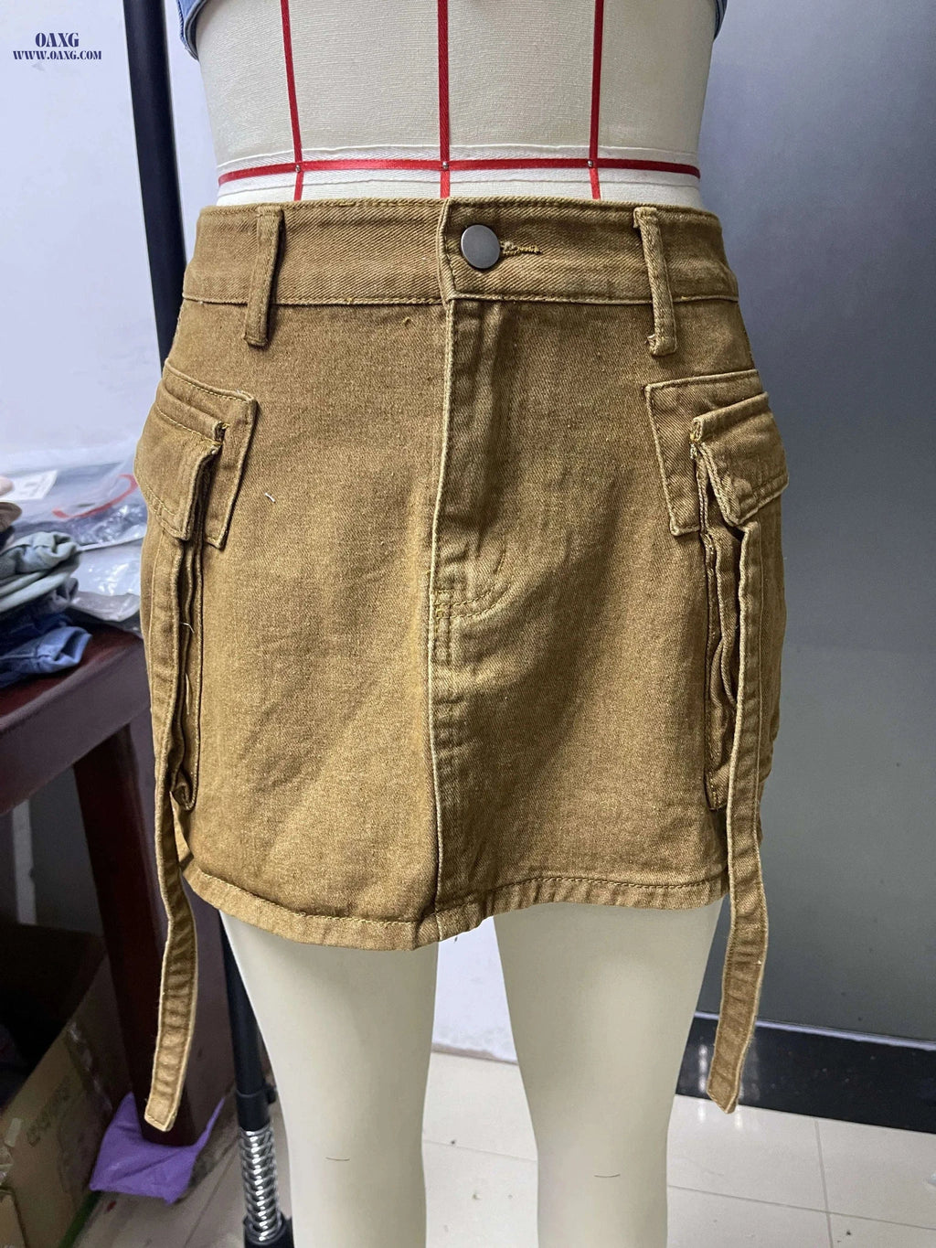 Utility Denim Mini Skirt - Stylish Non-Stretch Straight Cut   OAXG Royal Blue / XXS