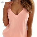 V Neck Solid Tank Top - Sexy Sleeveless Design for Summer Style   OAXG Pink Red Color / S