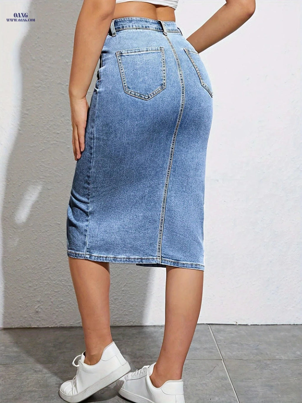 Versatile Beaded Skirt for Women - Stretchy Knee High Denim Fashion   OAXG 