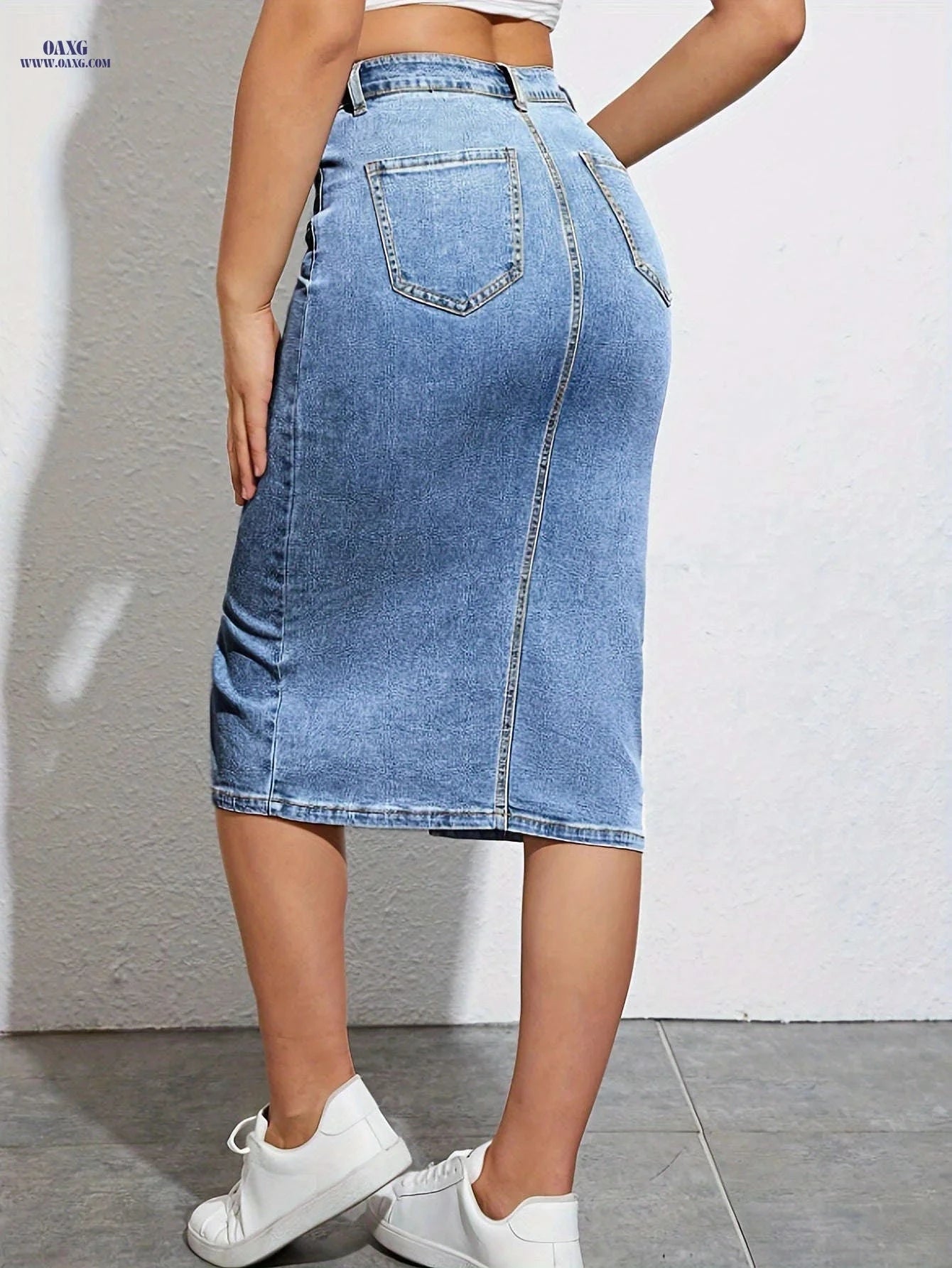 Versatile Beaded Skirt for Women - Stretchy Knee High Denim Fashion   OAXG 