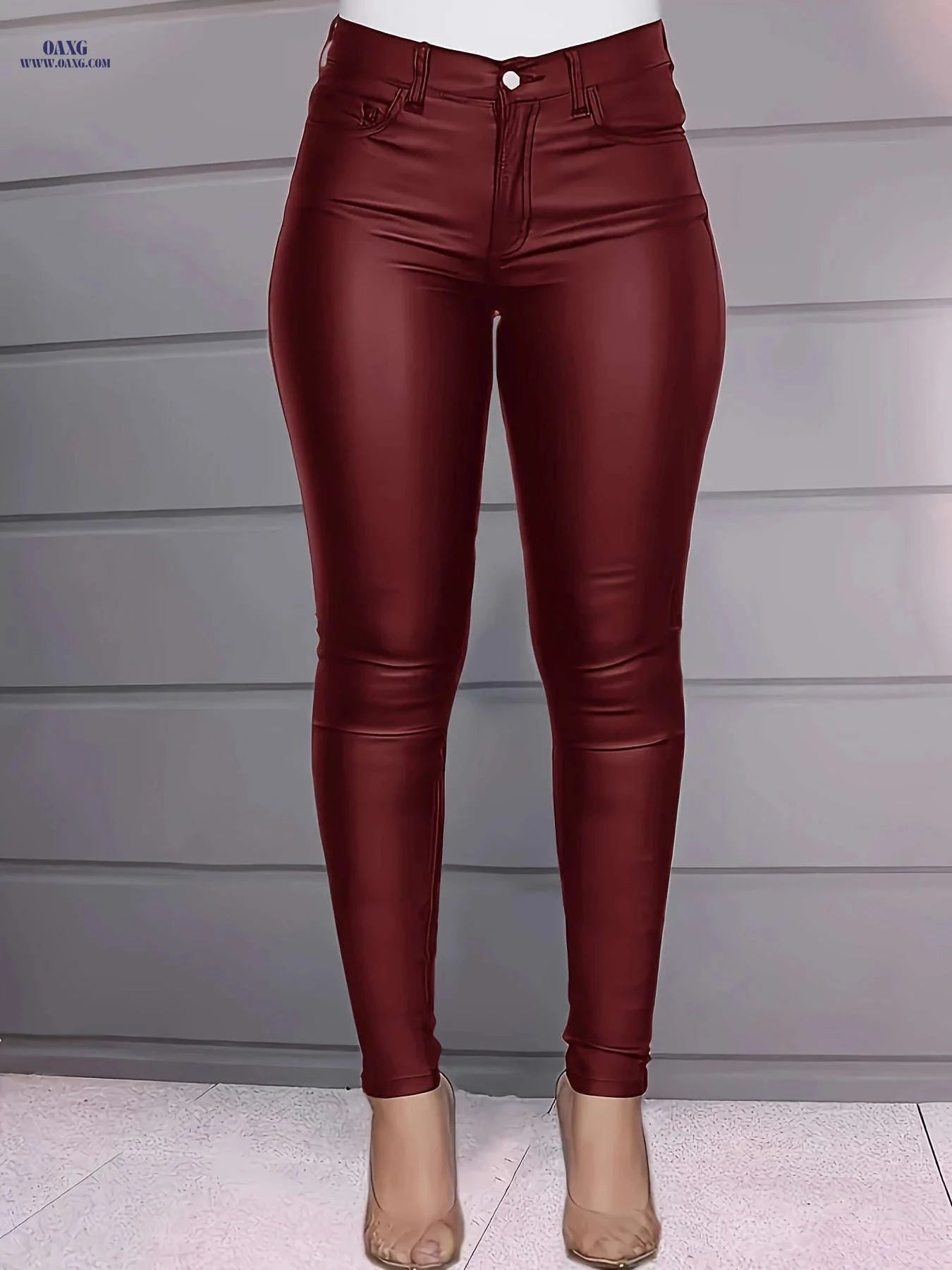 Versatile High-Stretch Slim-Fit Skinny Pants - All-Season Denim   OAXG Deep Red / XS