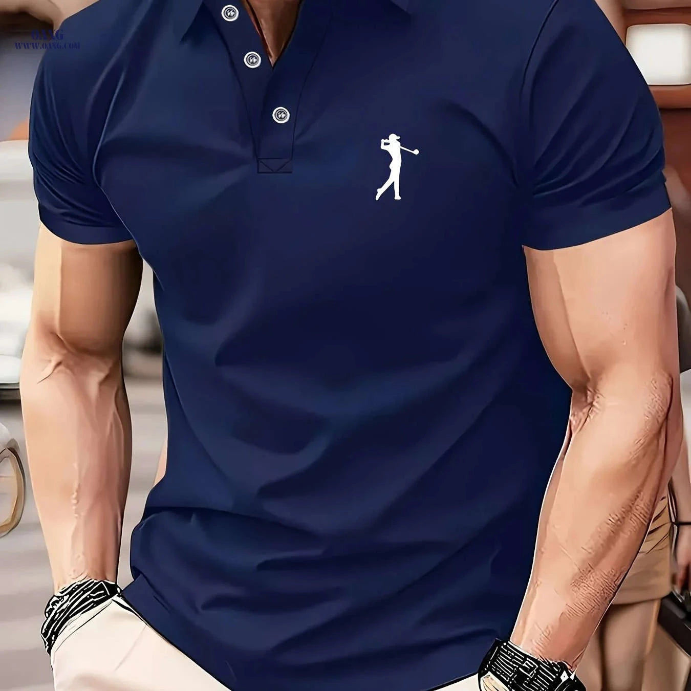 Versatile Men's Polo Shirt - Casual Sports & Golf Print Design   OAXG 