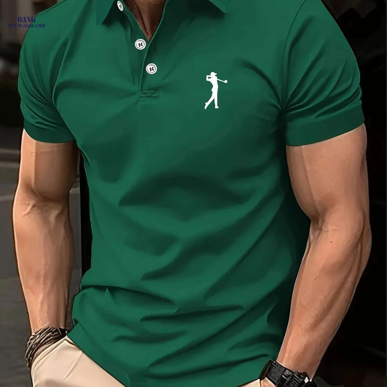 Versatile Men's Polo Shirt - Casual Sports & Golf Print Design   OAXG 