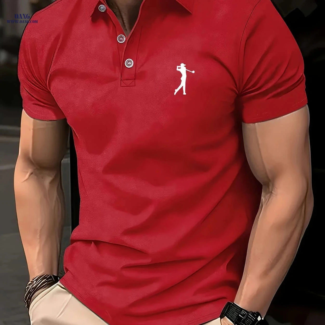 Versatile Men's Polo Shirt - Casual Sports & Golf Print Design   OAXG Sky Blue / FR S