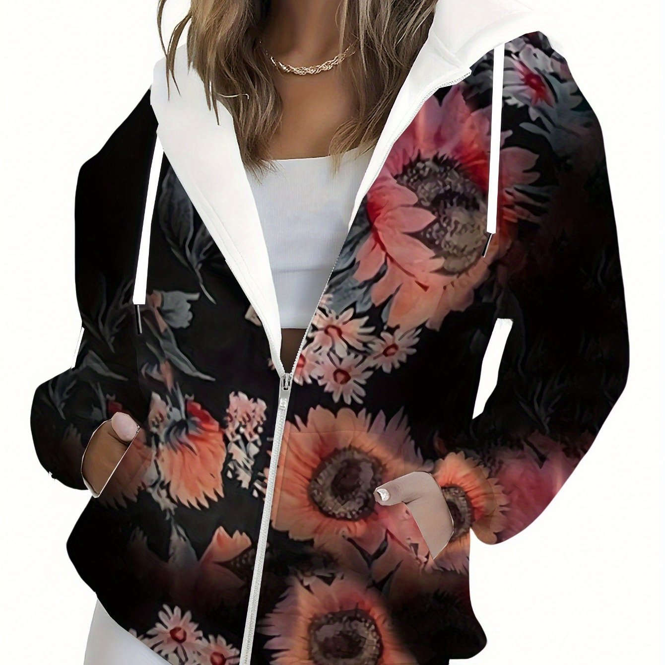 Veste à Capuche Femme Floral KLAYSE - Sweatshirt 3D Imprimé Automne   OAXG Mixed Color / XXS