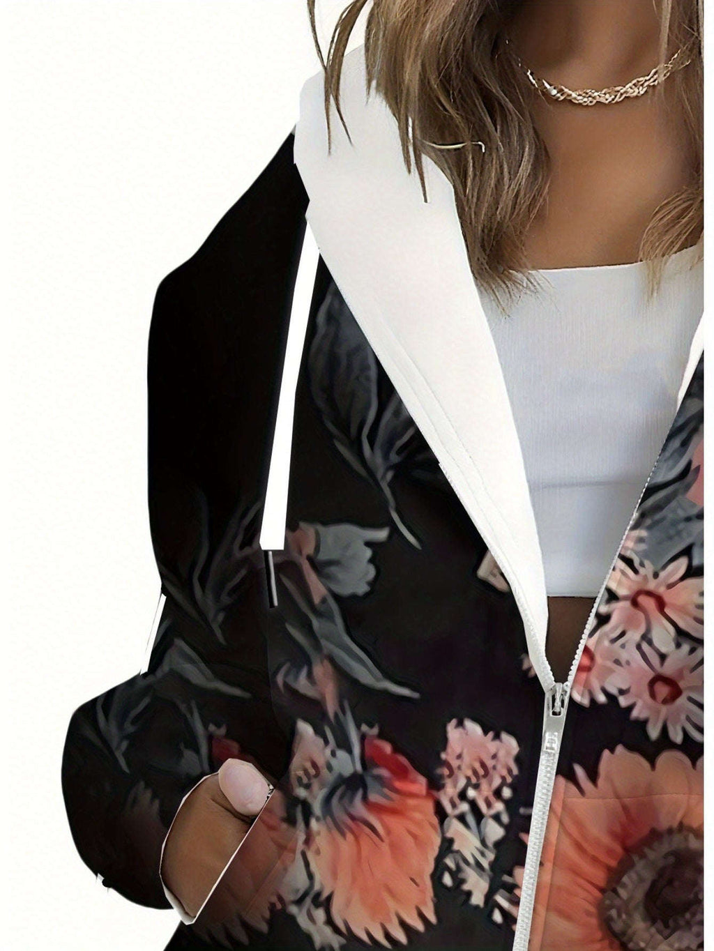 Veste à Capuche Femme Floral KLAYSE - Sweatshirt 3D Imprimé Automne   OAXG 