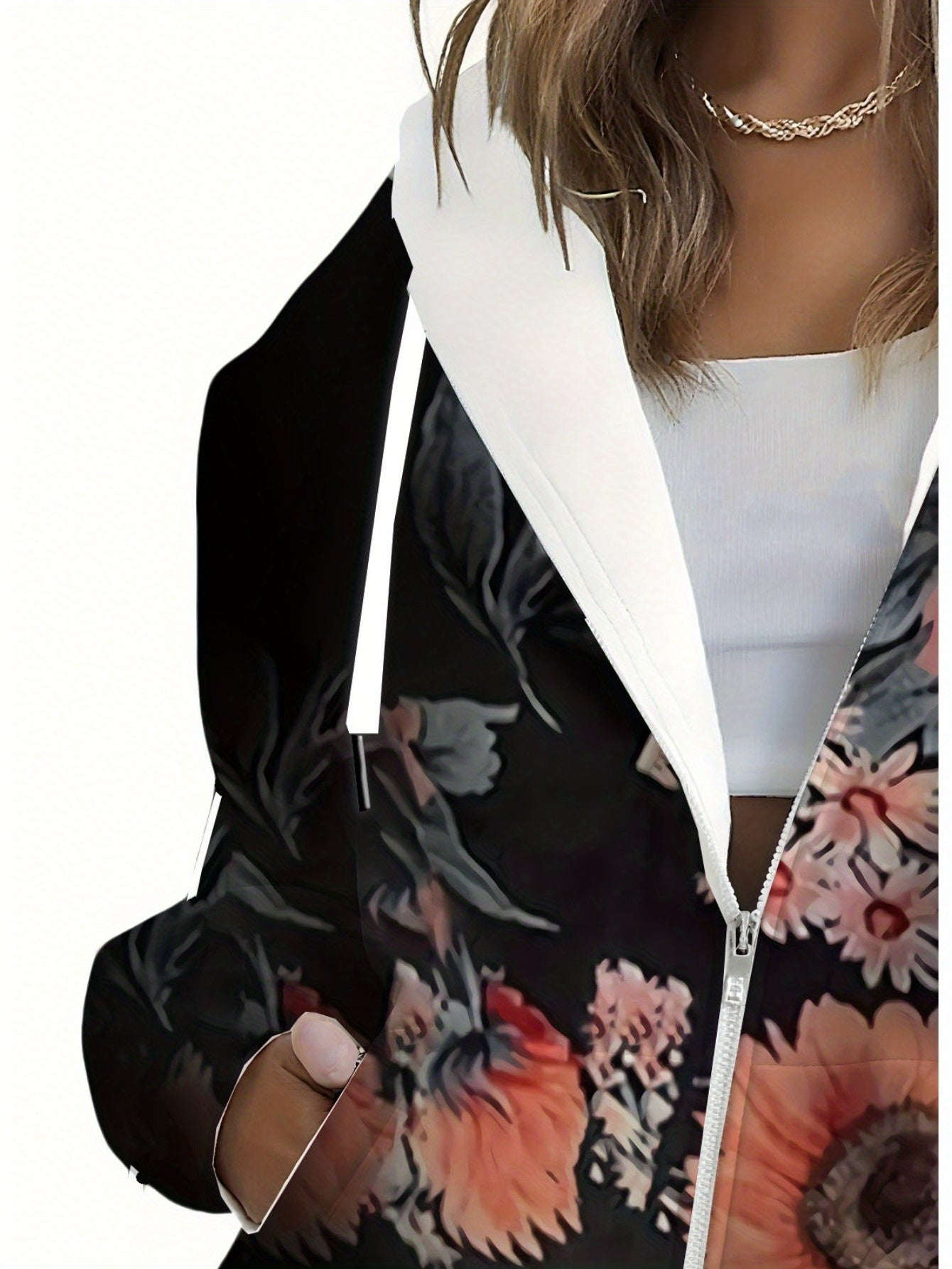 Veste à Capuche Femme Floral KLAYSE - Sweatshirt 3D Imprimé Automne   OAXG 