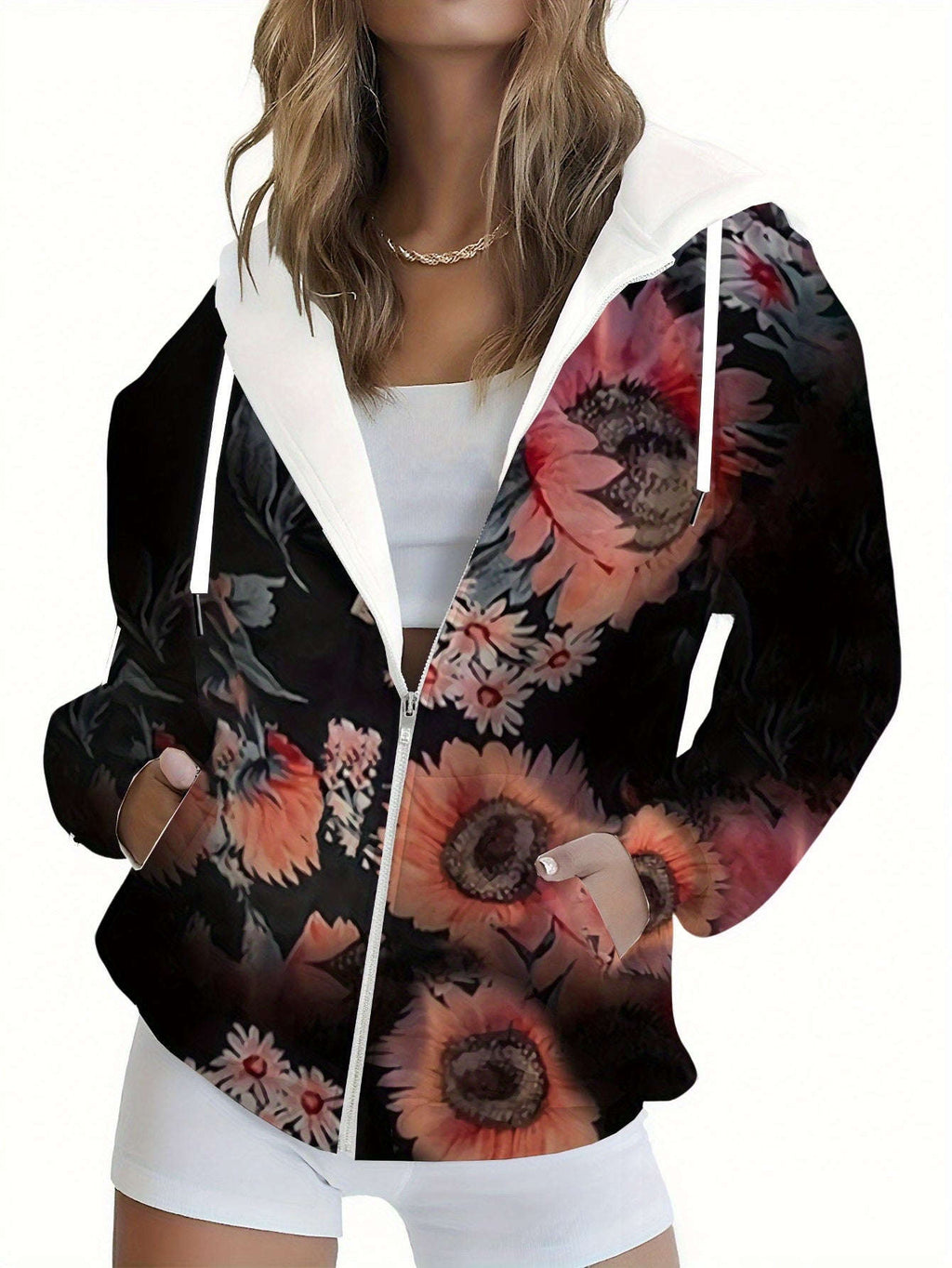 Veste à Capuche Femme Floral KLAYSE - Sweatshirt 3D Imprimé Automne   OAXG 