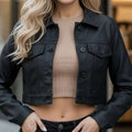 Veste en Simili Cuir Femme Minimaliste - Élégance et Style   OAXG 