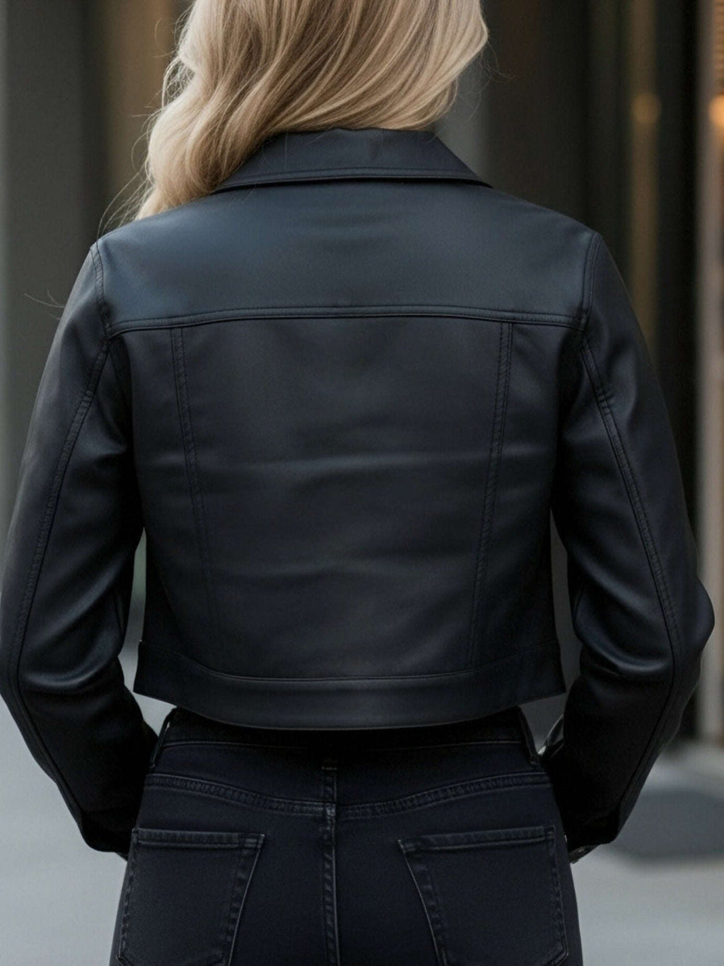 Veste en Simili Cuir Femme Minimaliste - Élégance et Style   OAXG 