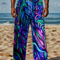 Vibrant Abstract 3D Print Pants - Loose Fit, Lightweight for Beach   OAXG Mixed Color / M