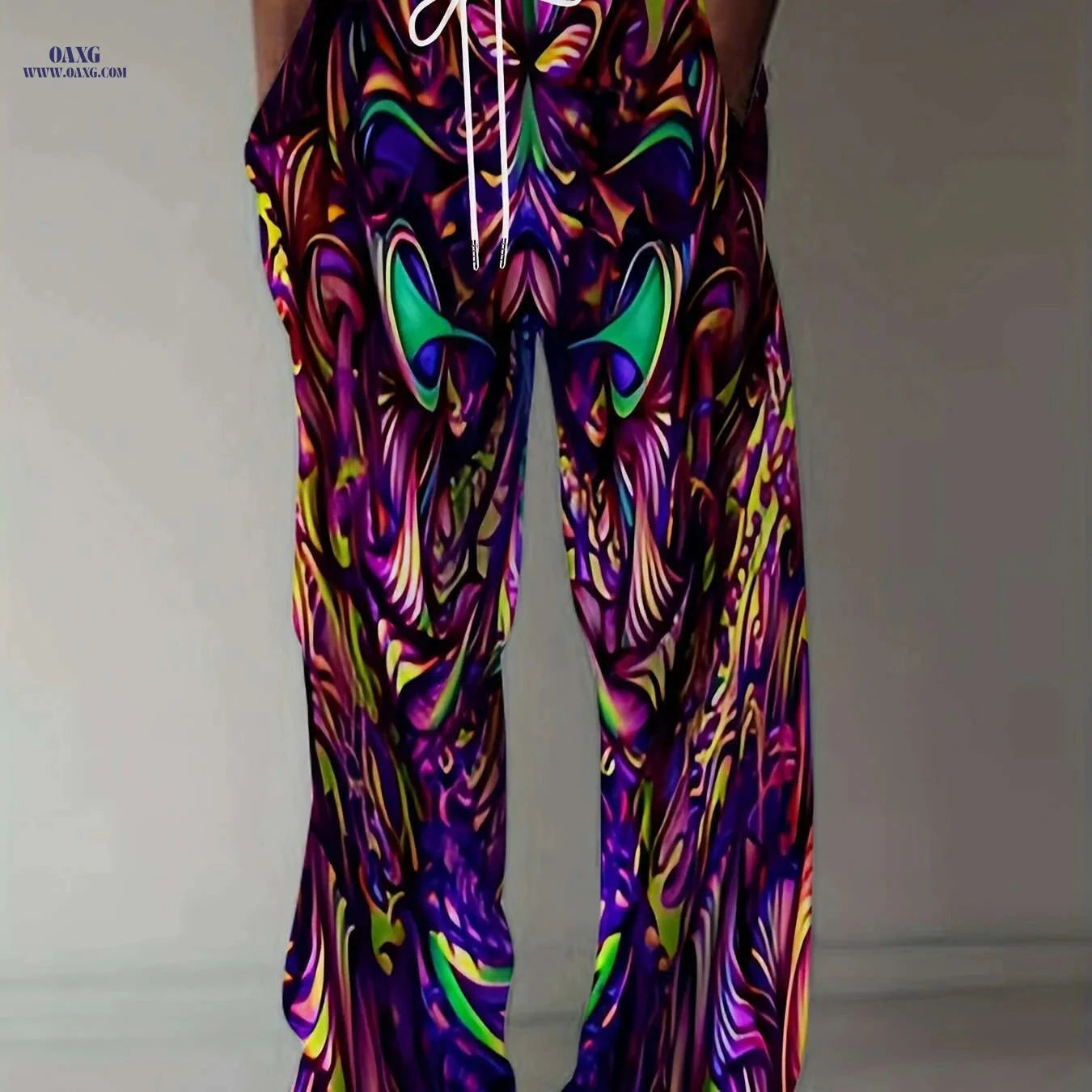 Vibrant Abstract 3D Print Pants - Loose Fit, Lightweight for Beach   OAXG Mixed Color / M