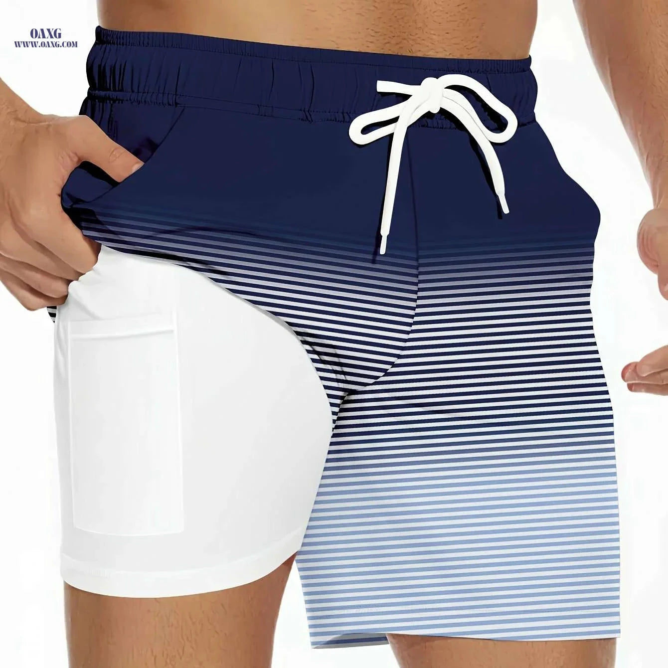 Vibrant Beach Shorts - Lightweight Polyester, Casual Double-Layer Design   OAXG Mixed Color / S