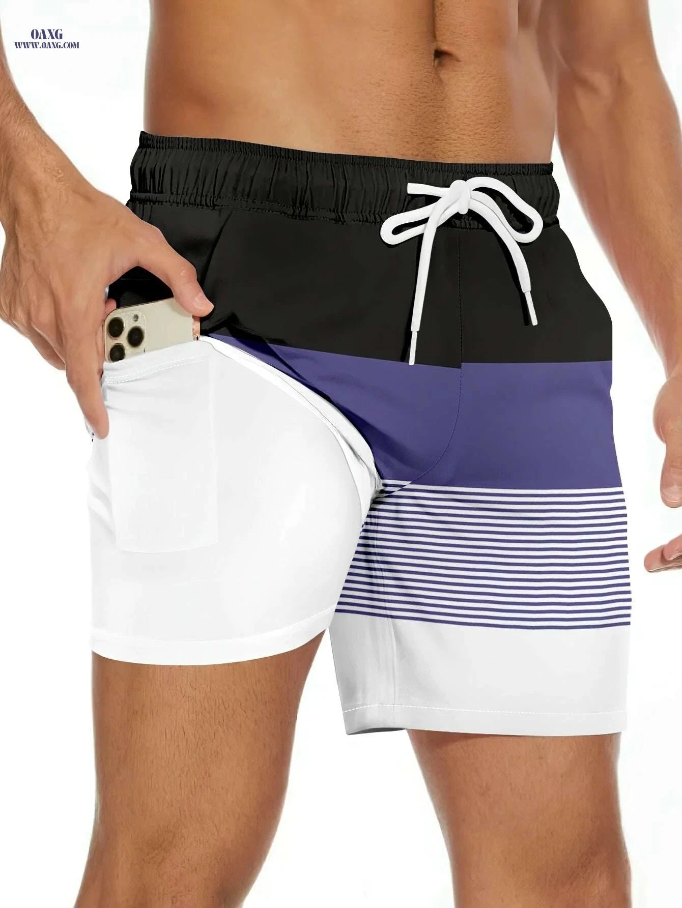 Vibrant Beach Shorts - Lightweight Polyester, Casual Double-Layer Design   OAXG Mixed Color / S
