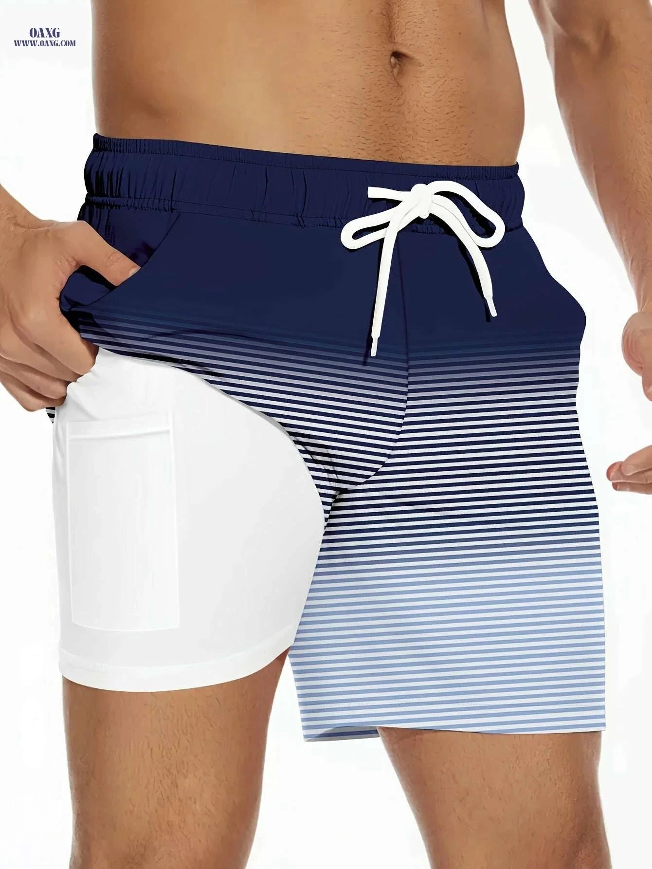 Vibrant Beach Shorts - Lightweight Polyester, Casual Double-Layer Design   OAXG 