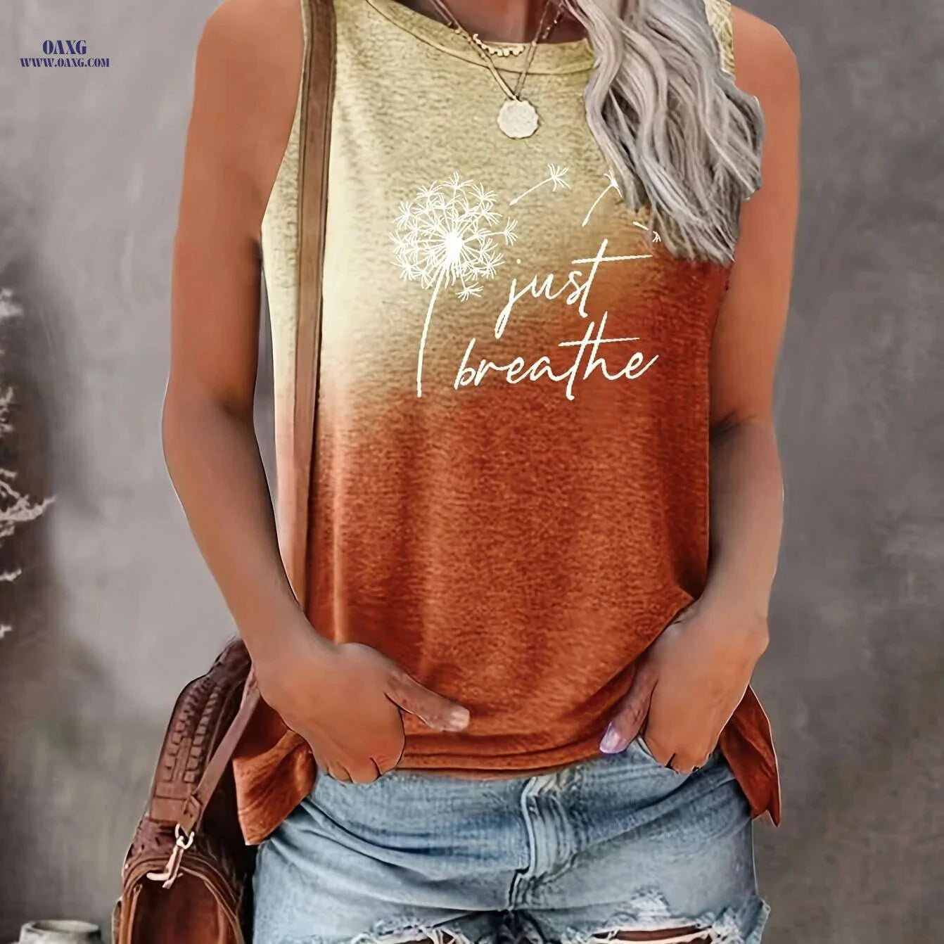 Vibrant Dandelion Print Tank Top - Soft, Breathable, Casual Style   OAXG 