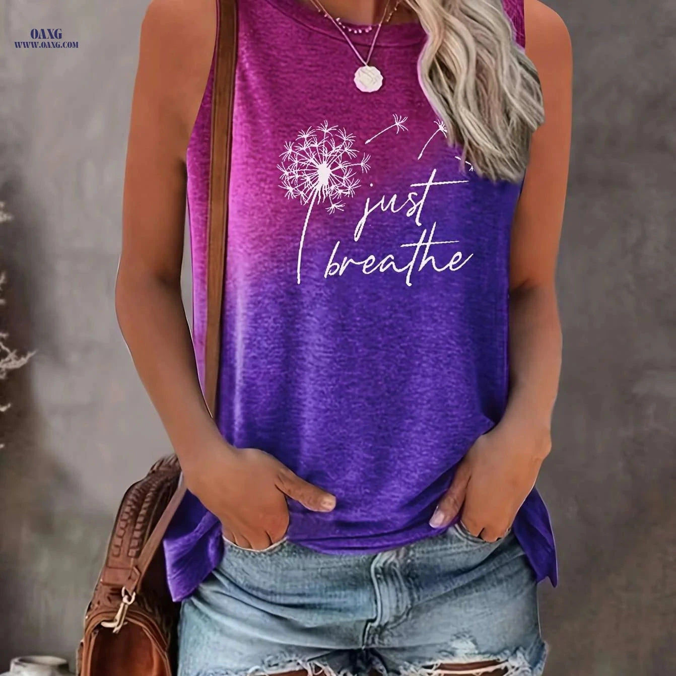 Vibrant Dandelion Print Tank Top - Soft, Breathable, Casual Style   OAXG 