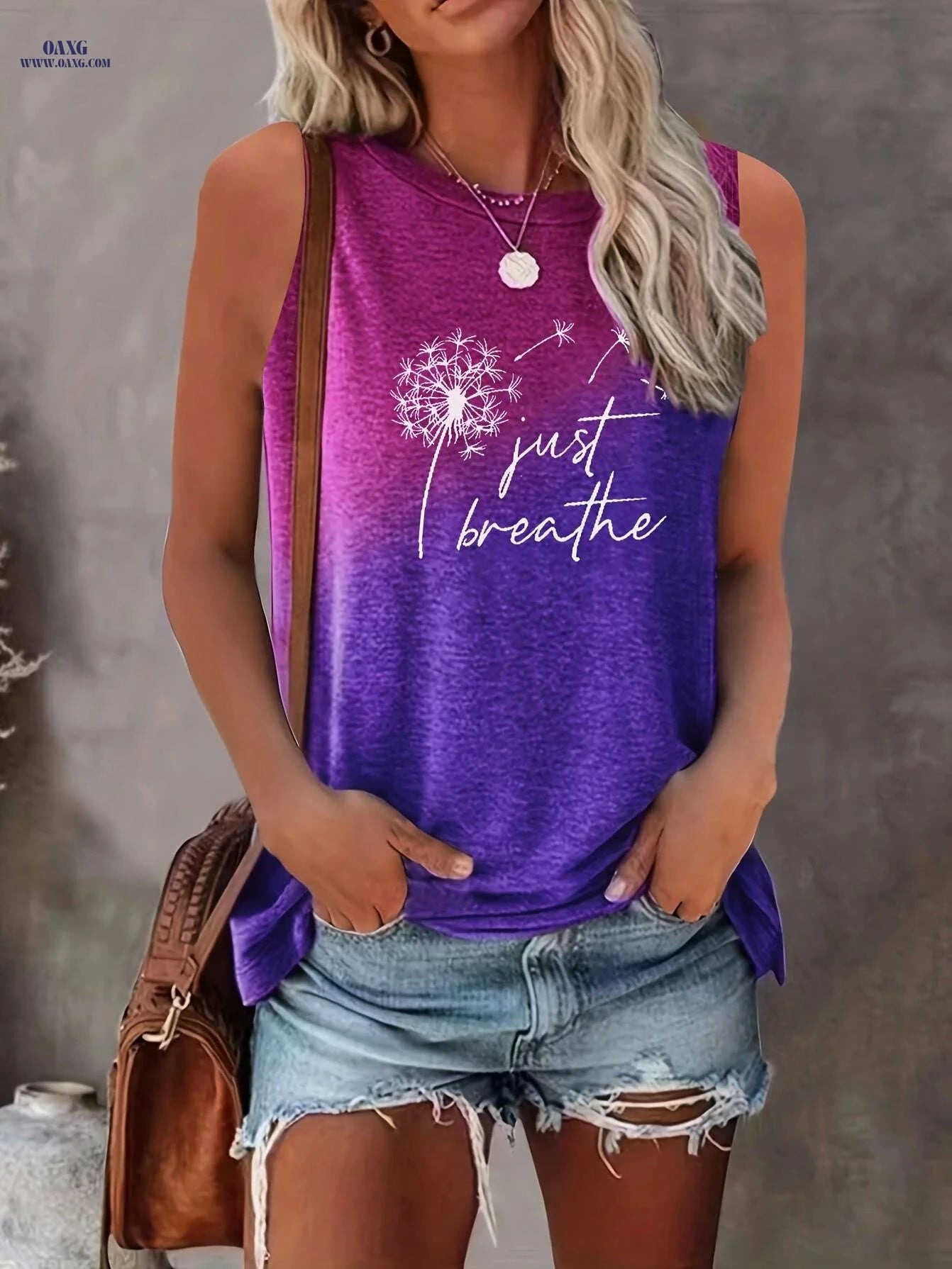 Vibrant Dandelion Print Tank Top - Soft, Breathable, Casual Style   OAXG 