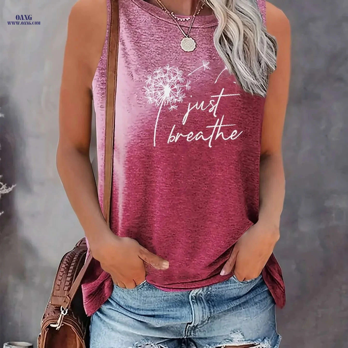 Vibrant Dandelion Print Tank Top - Soft, Breathable, Casual Style   OAXG 