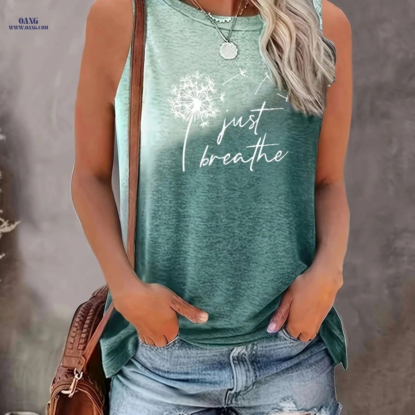 Vibrant Dandelion Print Tank Top - Soft, Breathable, Casual Style   OAXG 