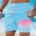 Vibrant Men's Quick-Dry Beach Shorts - Flamingo Print, Casual Summer Style   OAXG Light Blue / M