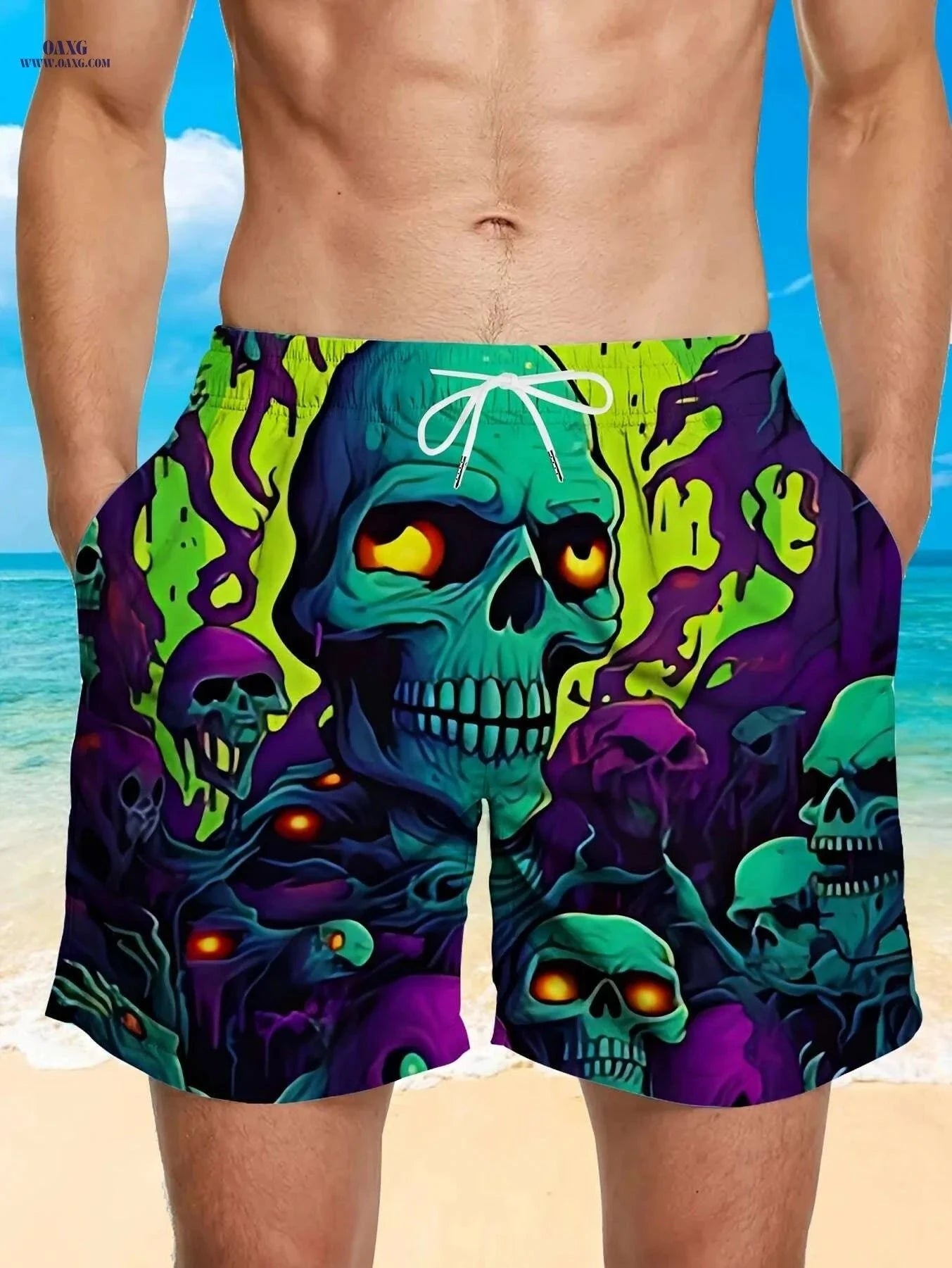 Vibrant Quick-Dry Men's Swim Trunks - Casual Beach Shorts with Pockets   OAXG Emerald Green / M
