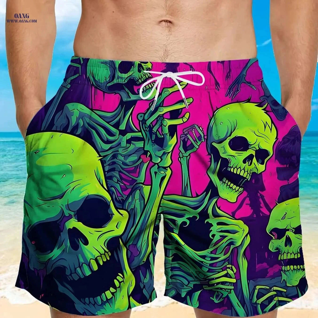 Vibrant Quick-Dry Men's Swim Trunks - Casual Beach Shorts with Pockets   OAXG Emerald Green / M