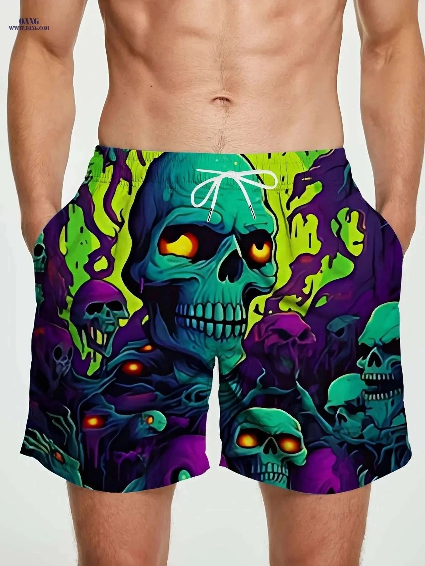 Vibrant Quick-Dry Men's Swim Trunks - Casual Beach Shorts with Pockets   OAXG Emerald Green / M