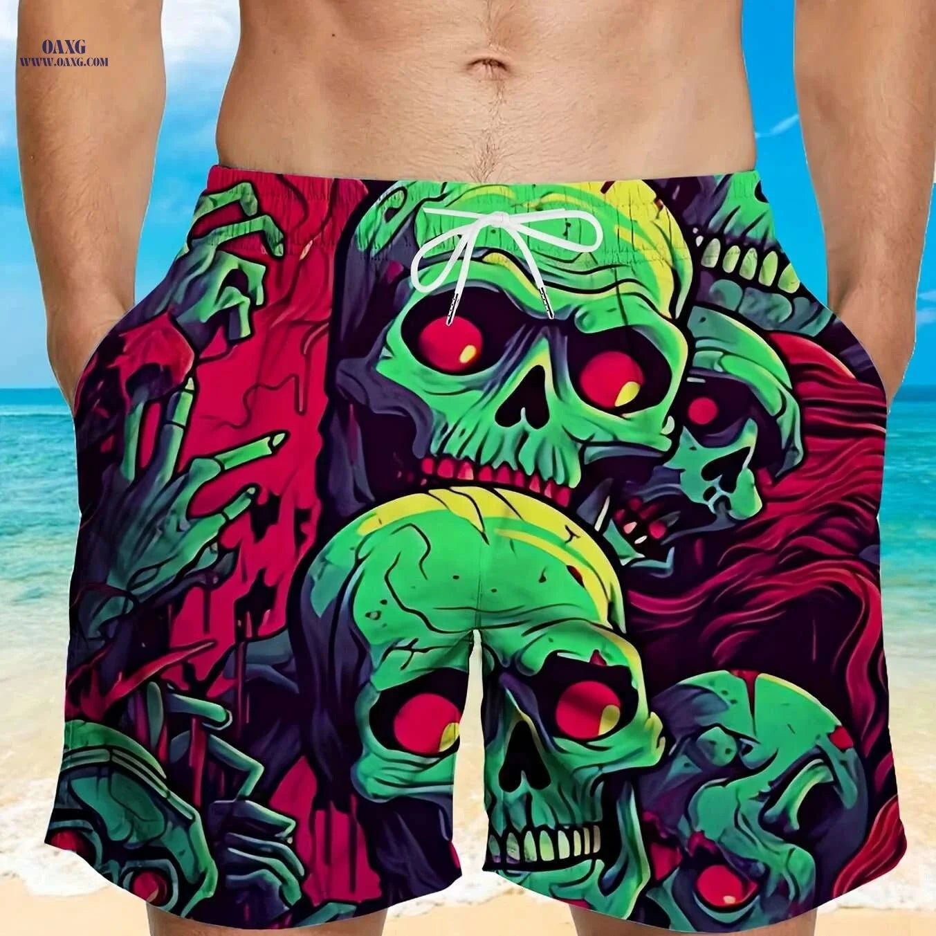 Vibrant Quick-Dry Men's Swim Trunks - Casual Beach Shorts with Pockets   OAXG Emerald Green / M