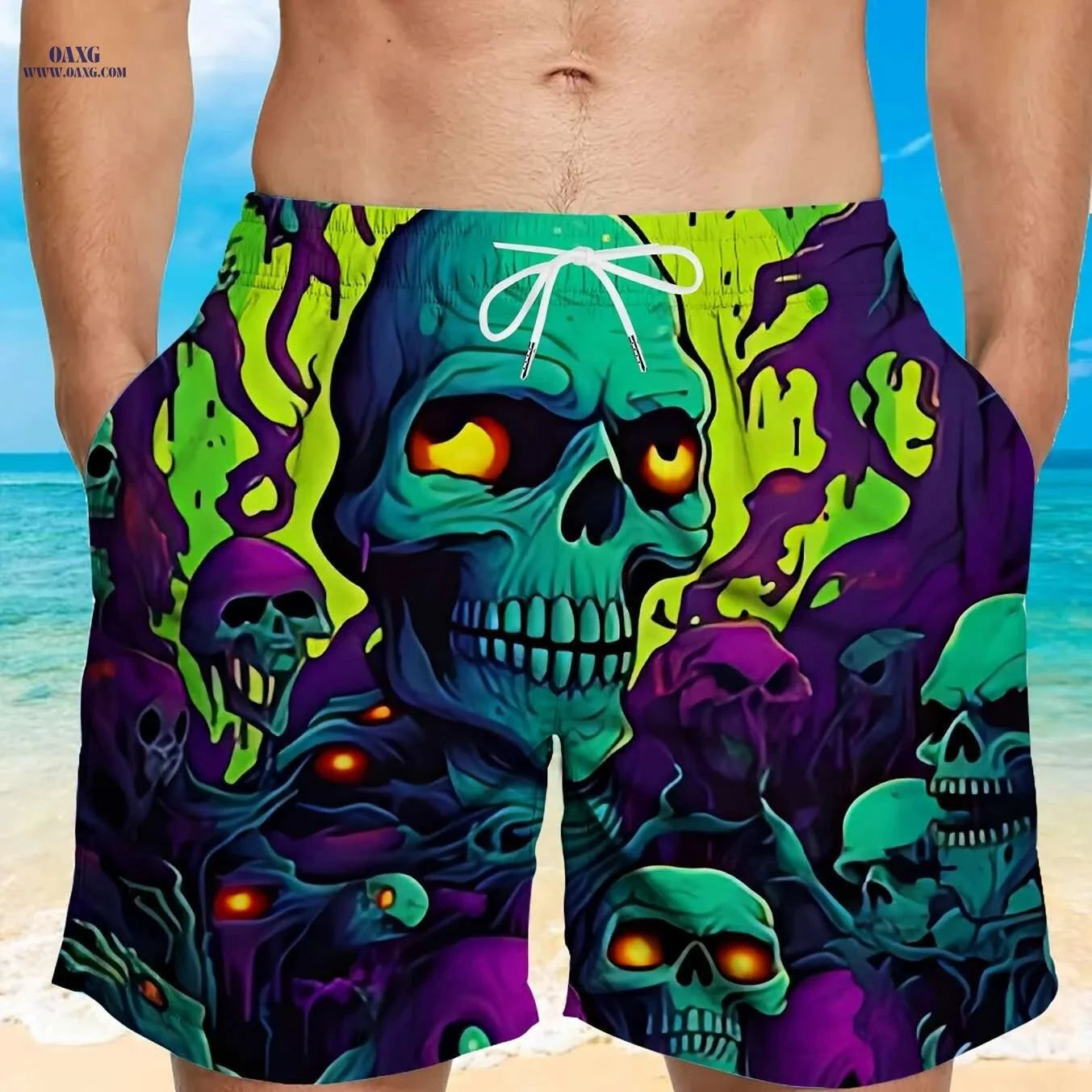 Vibrant Quick-Dry Men's Swim Trunks - Casual Beach Shorts with Pockets   OAXG Emerald Green / M