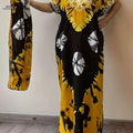 Vibrant Red & Black Print Kaftan Dress - Long Sleeve Rayon Maxi   OAXG 