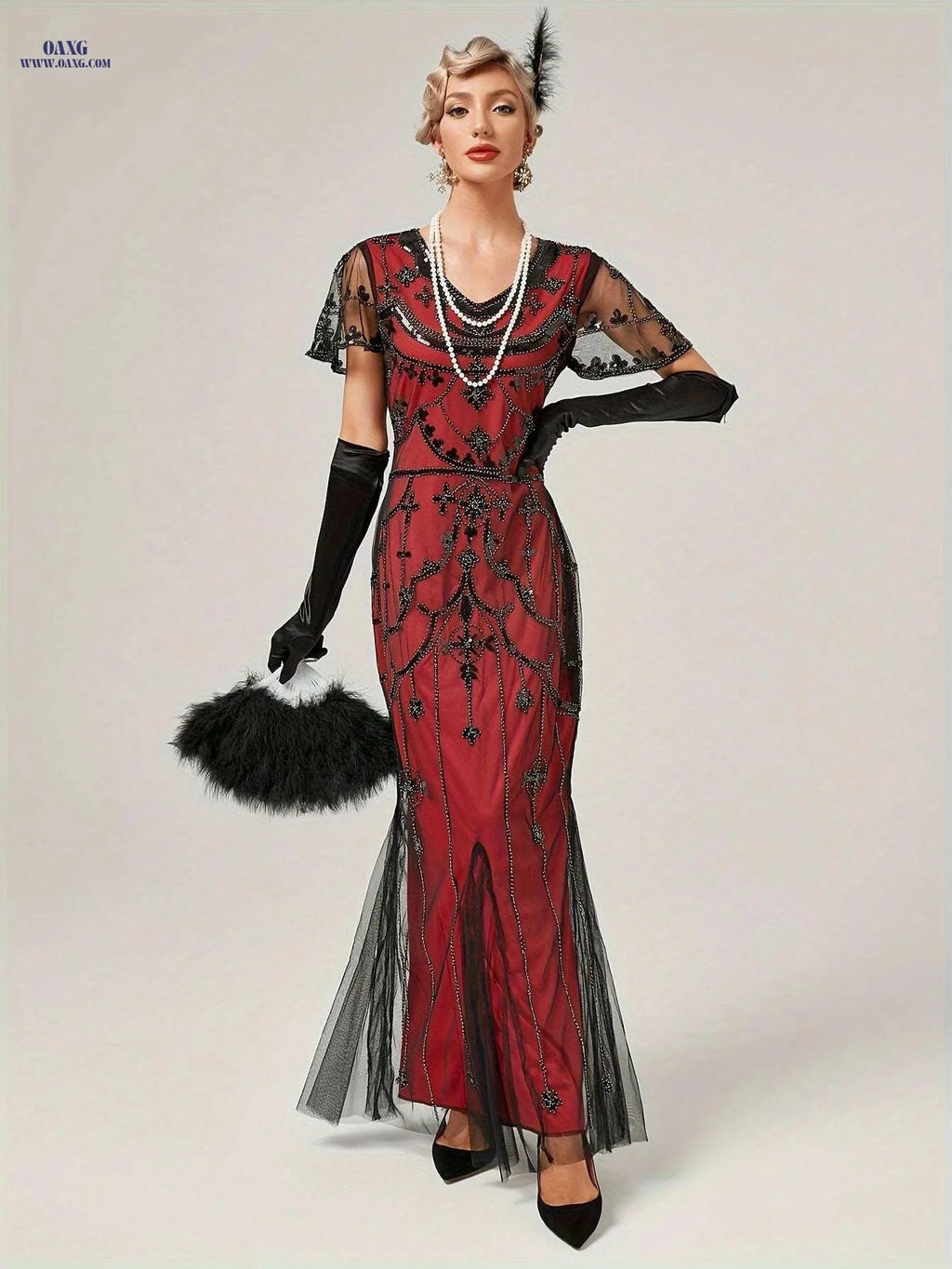 Vintage 1920s Gatsby Sequin Flapper Dress - Elegant Tassel Detail   OAXG 