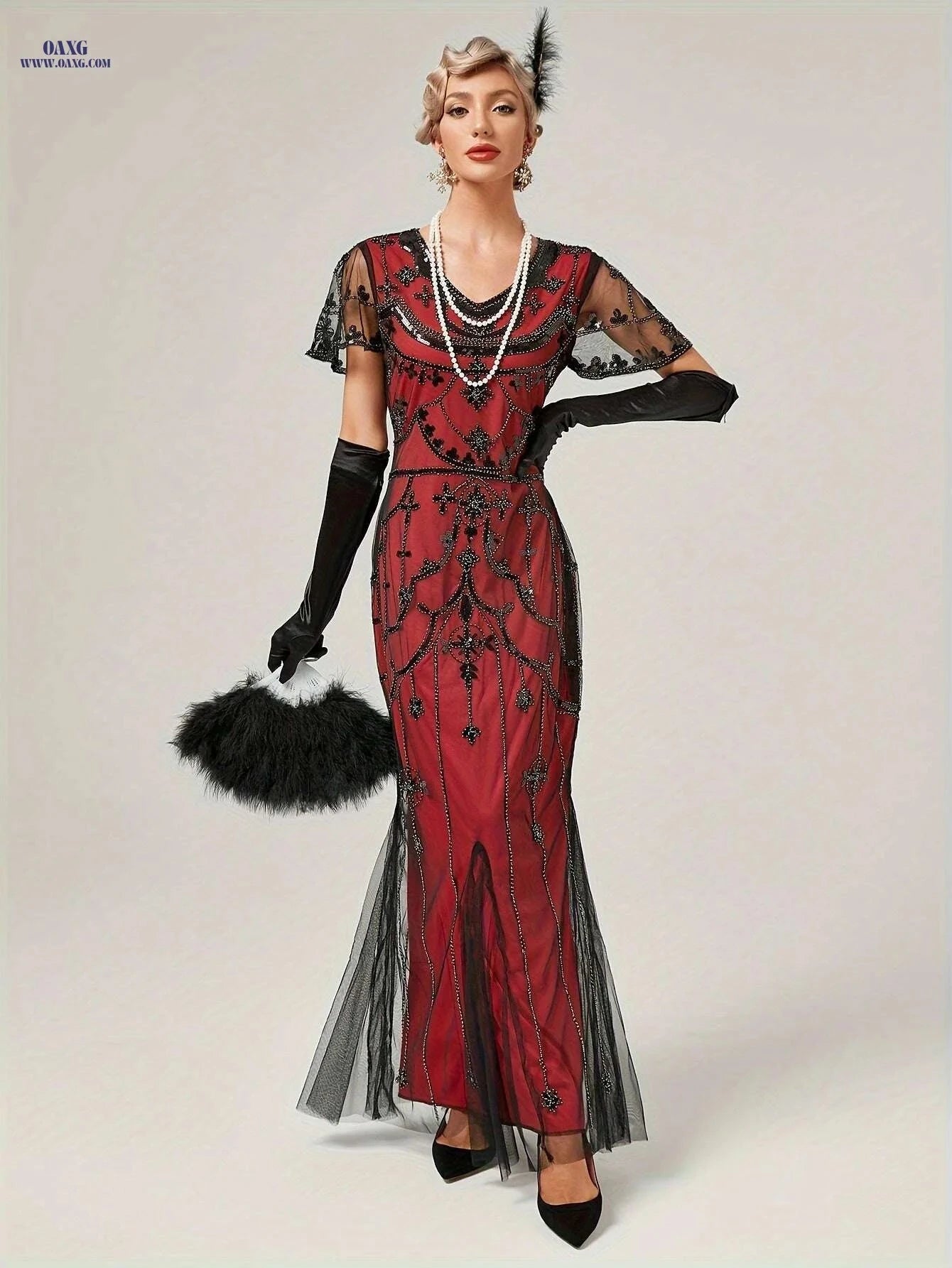 Vintage 1920s Gatsby Sequin Flapper Dress - Elegant Tassel Detail   OAXG 
