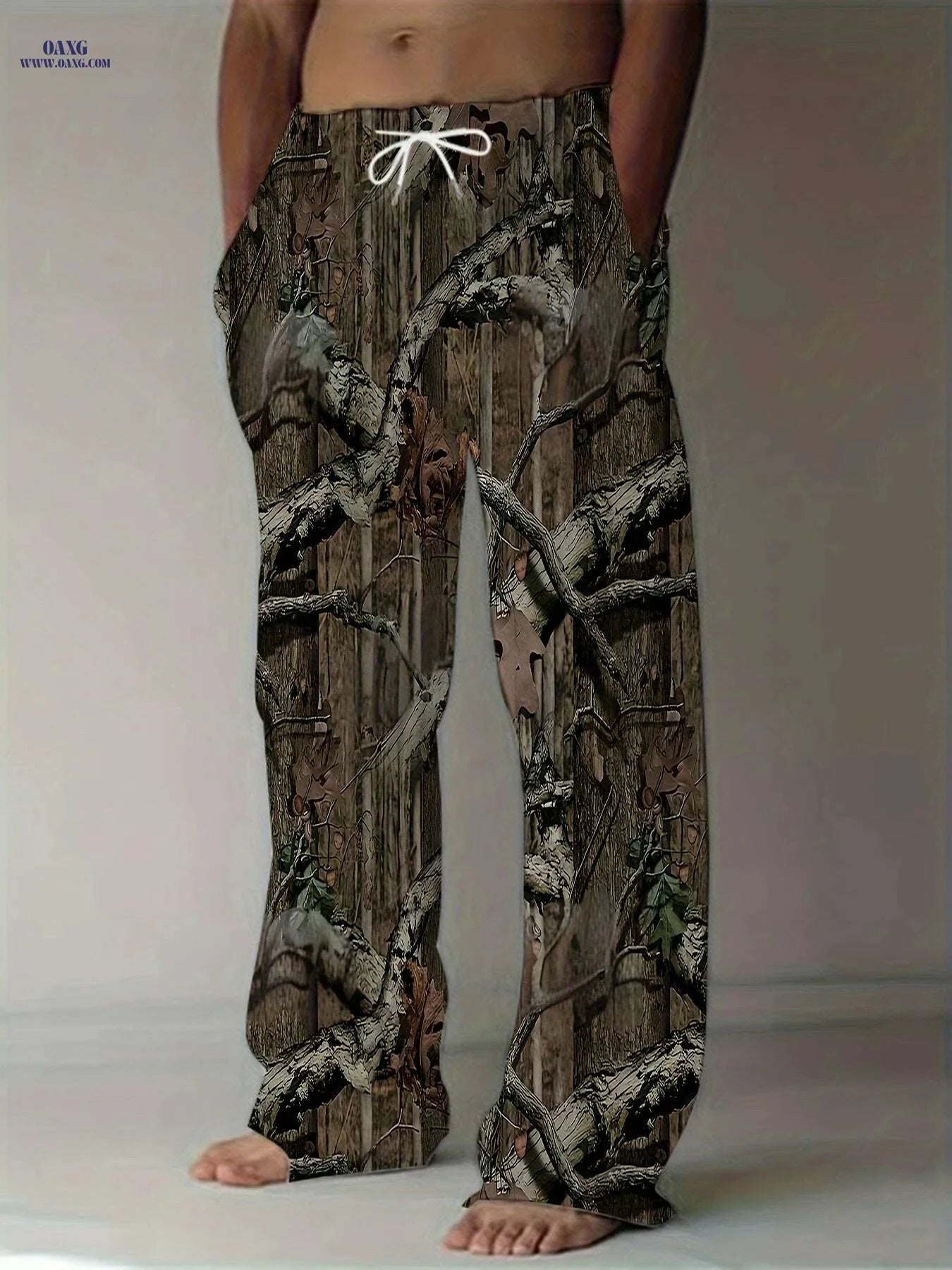 Vintage 3D Print Casual Pants - Plus Size, Drawstring, Loose Fit   OAXG Mixed Color / M