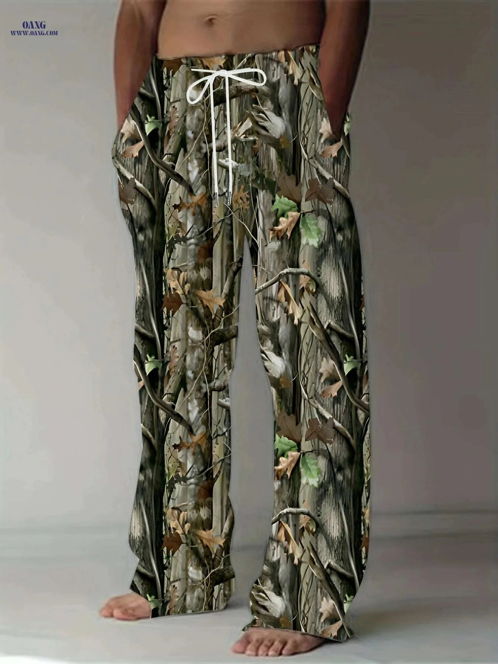 Vintage 3D Print Casual Pants - Polyester, Loose Fit, Drawstring   OAXG Mixed Color / M