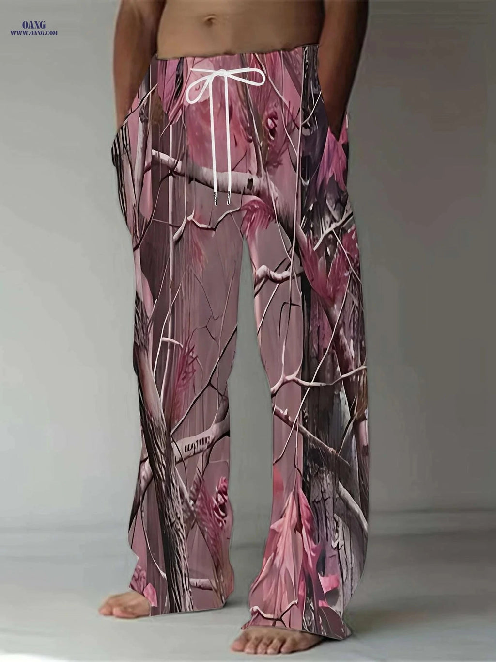 Vintage 3D Print Casual Pants - Polyester, Loose Fit, Drawstring   OAXG Mixed Color / M