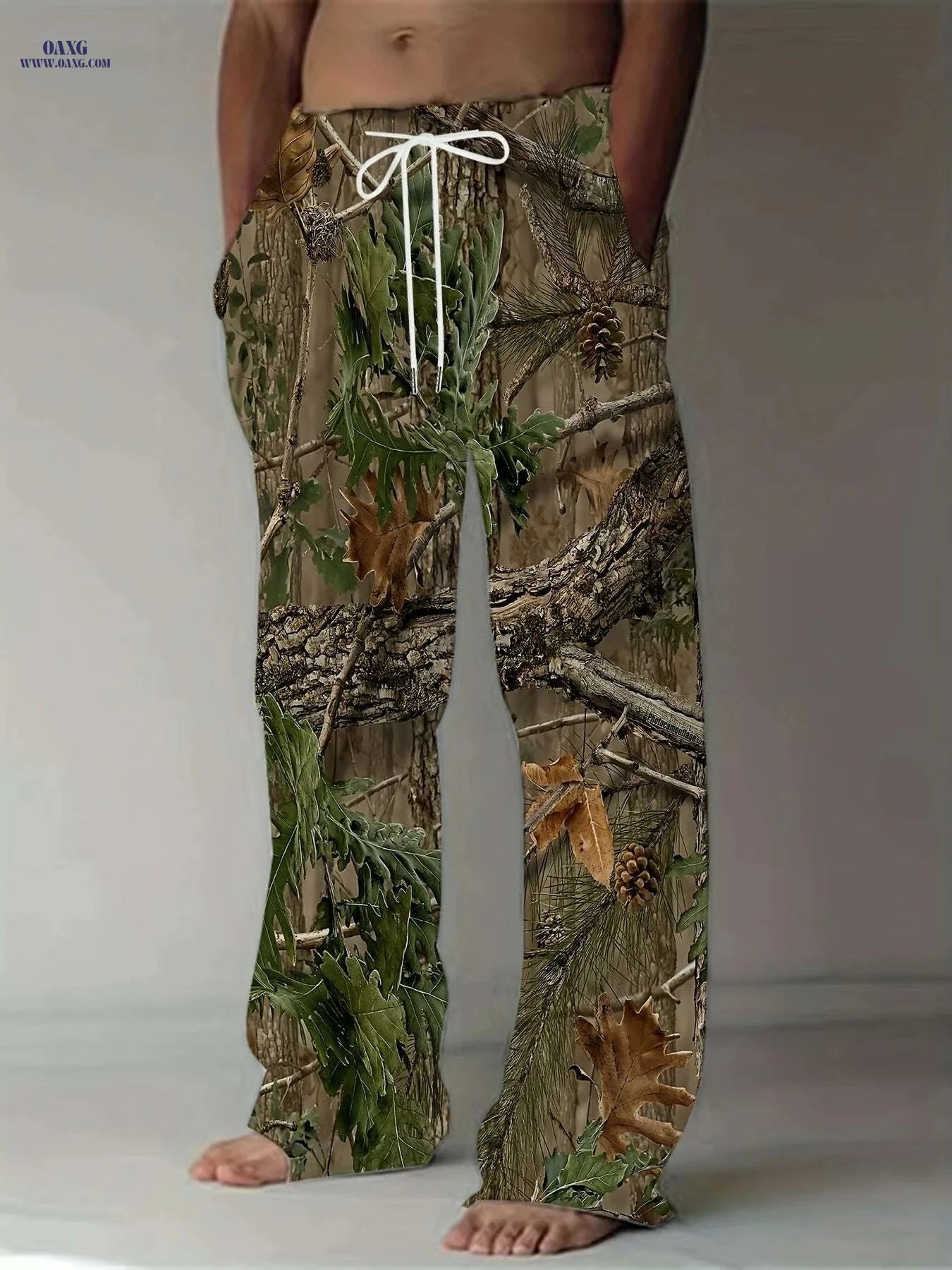 Vintage 3D Print Casual Pants - Polyester, Loose Fit, Drawstring   OAXG Mixed Color / M