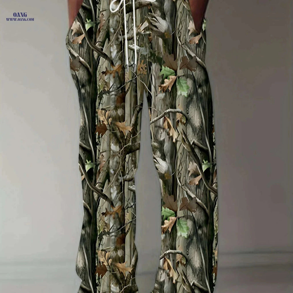 Vintage 3D Print Casual Pants - Polyester, Loose Fit, Drawstring   OAXG Mixed Color / M