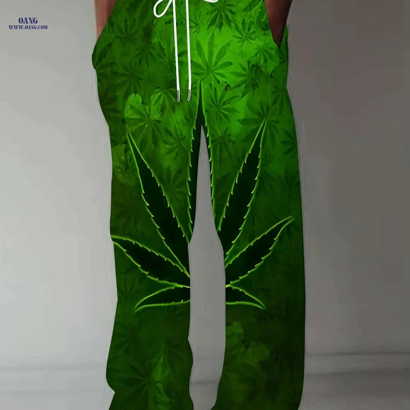 Vintage American Style Loose Fit Casual Pants for Men - All Over Print   OAXG Green / M