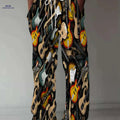 Vintage Guitar 3D Print Pants - Casual Loose Fit Straight Leg Style   OAXG Mixed Color / M