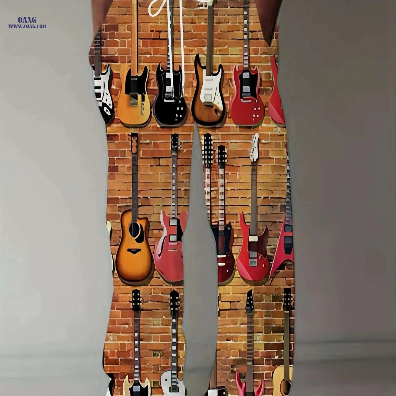 Vintage Guitar 3D Print Pants - Casual Loose Fit Straight Leg Style   OAXG Mixed Color / M