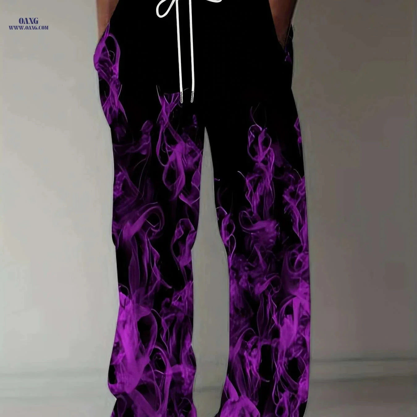Vintage-Inspired Loose-Fit Straight-Leg Pants - Floral Print & Comfortable   OAXG Violet Blue / M