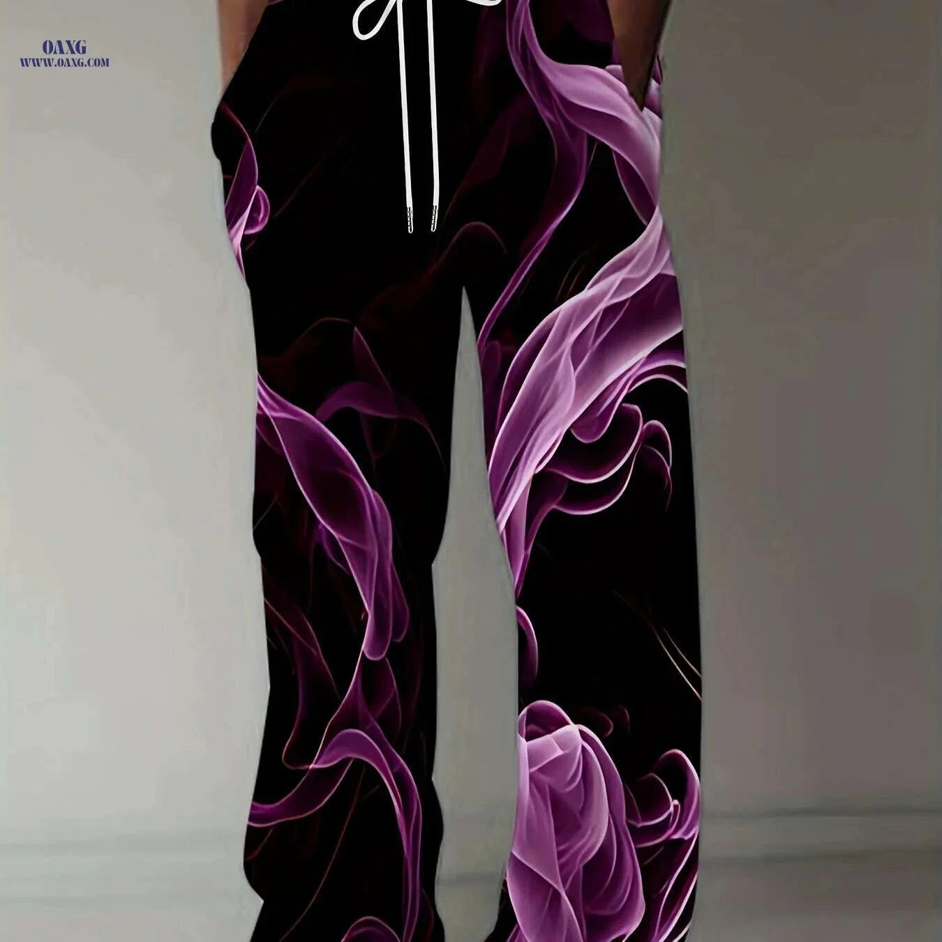 Vintage-Inspired Loose-Fit Straight-Leg Pants - Floral Print & Comfortable   OAXG Violet Blue / M