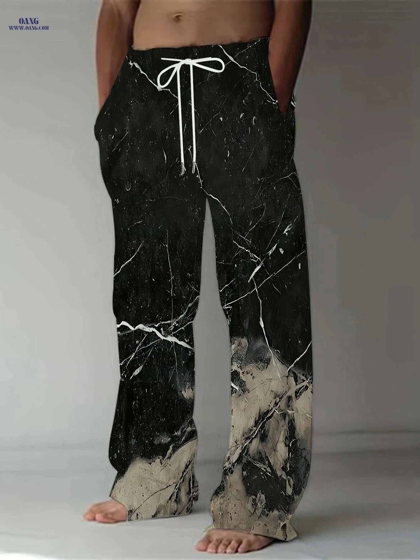 Vintage Loose Straight-Leg Trousers - Casual Summer Pants for Men   OAXG Black / M