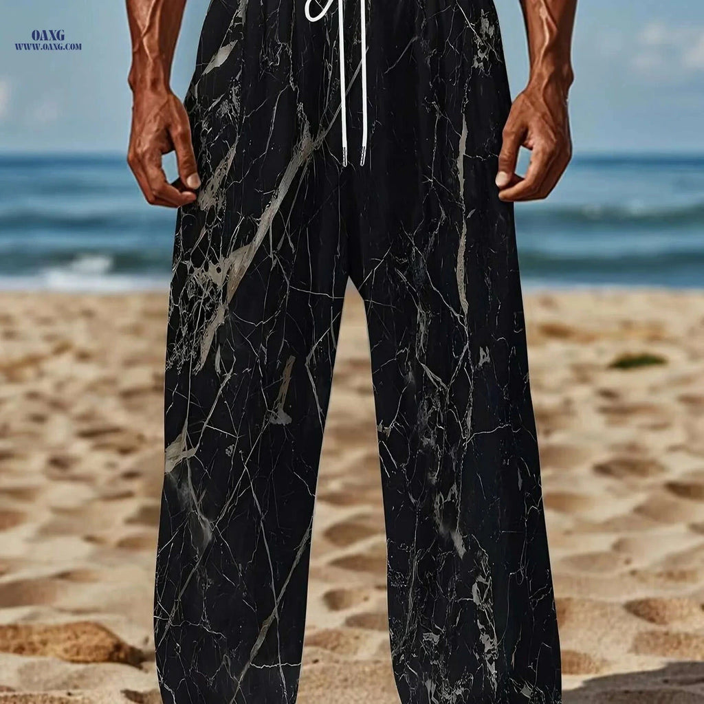 Vintage Loose Straight-Leg Trousers - Casual Summer Pants for Men   OAXG Black / M