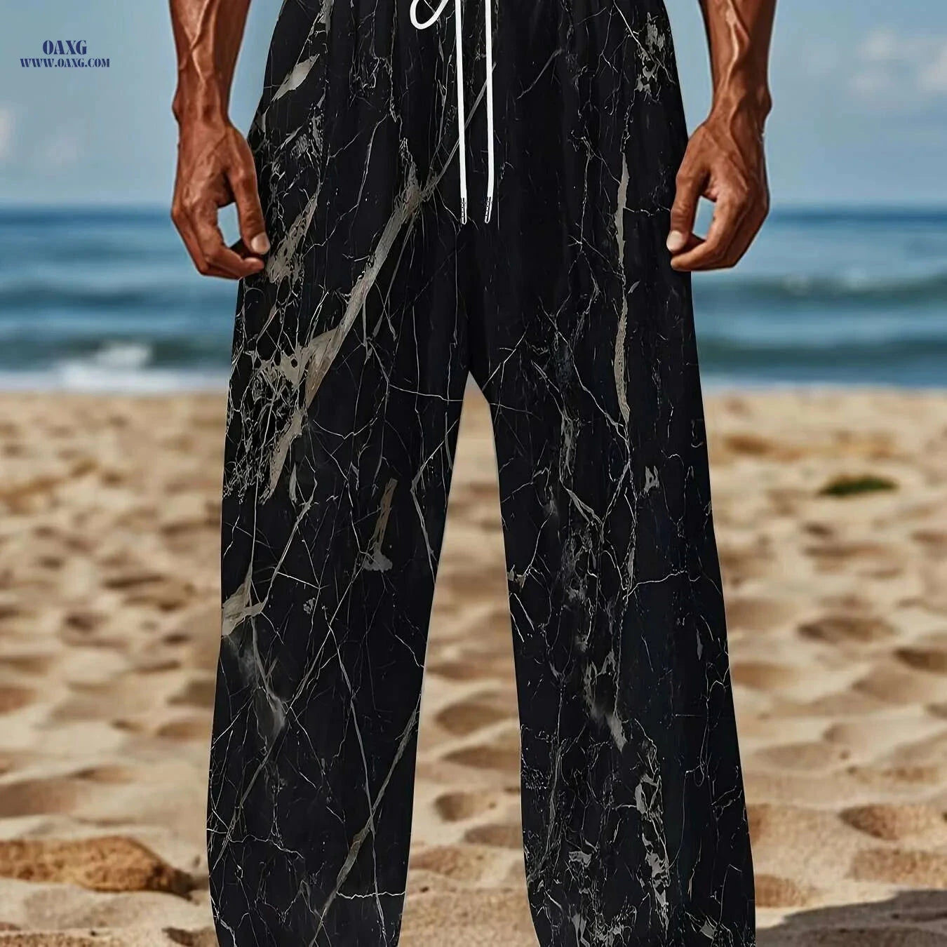 Vintage Loose Straight-Leg Trousers - Casual Summer Pants for Men   OAXG Black / M
