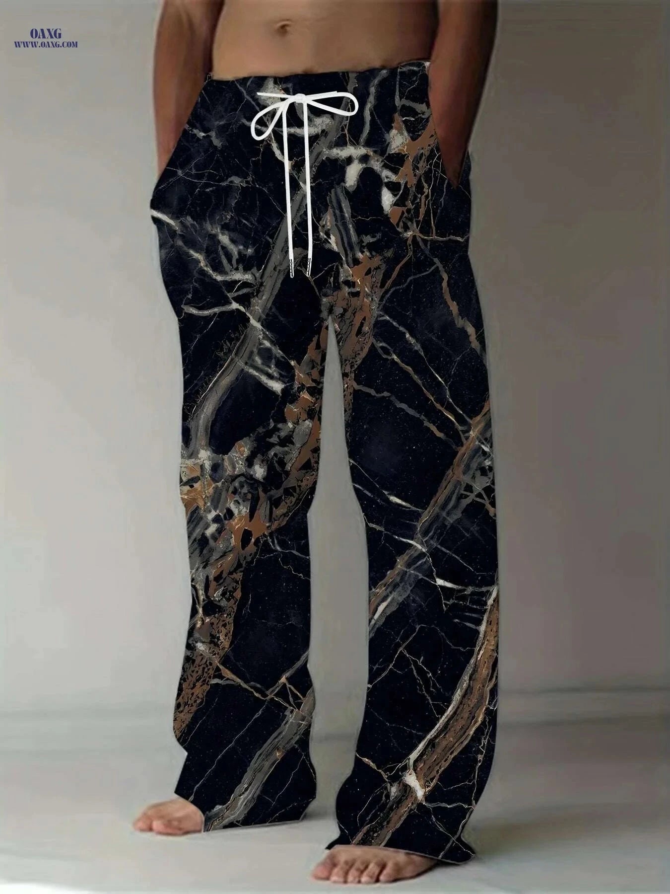 Vintage Loose Straight-Leg Trousers - Casual Summer Pants for Men   OAXG Black / M