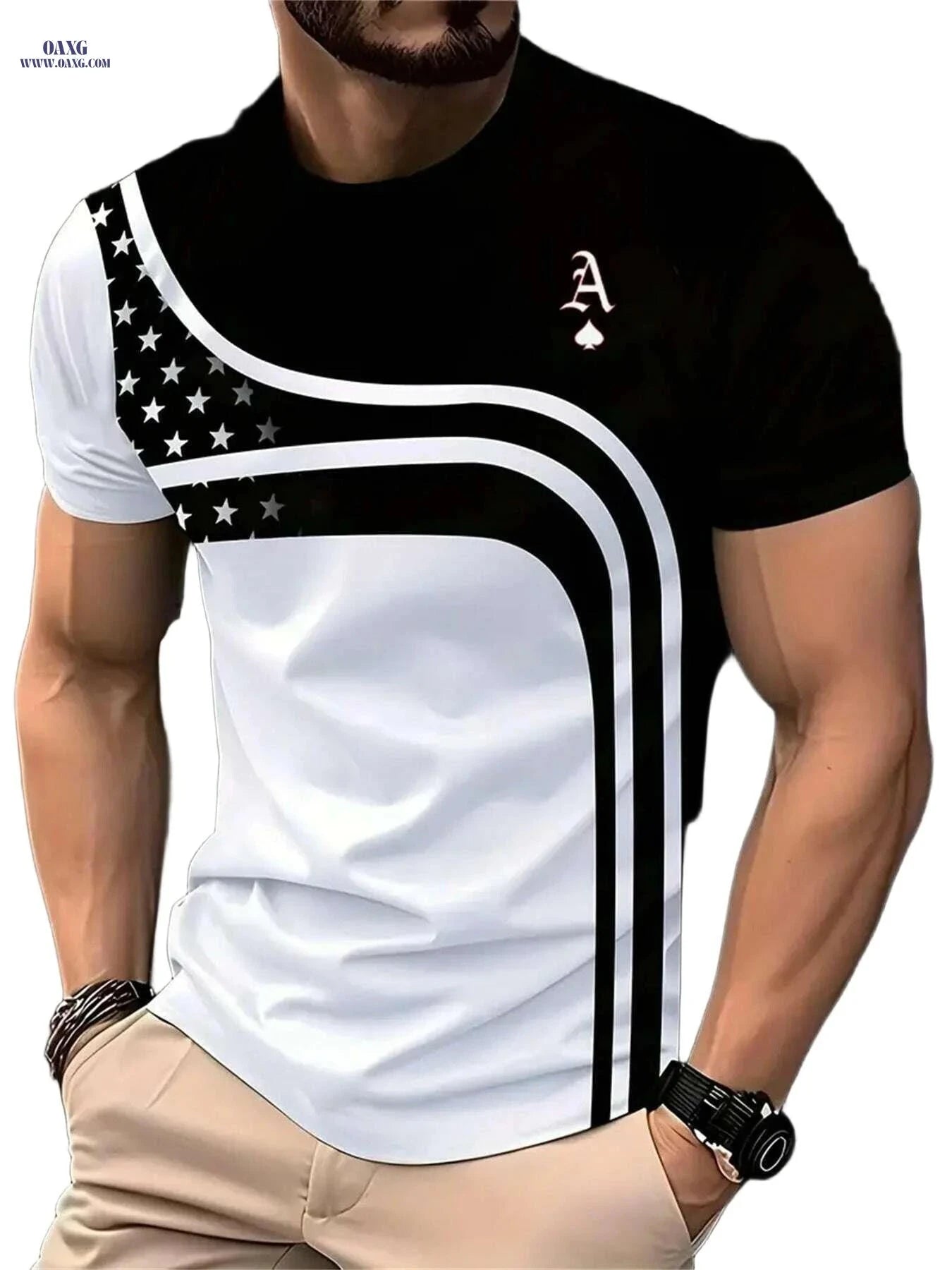 Vintage Poker Graphic Tee for Men - Lightweight Red & White T-Shirt   OAXG Black / S